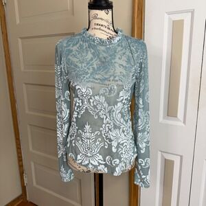 Anthropologie Medium Sheer Velvet Burnout Ribbon Lace Up Back Feminine NEW Fairy